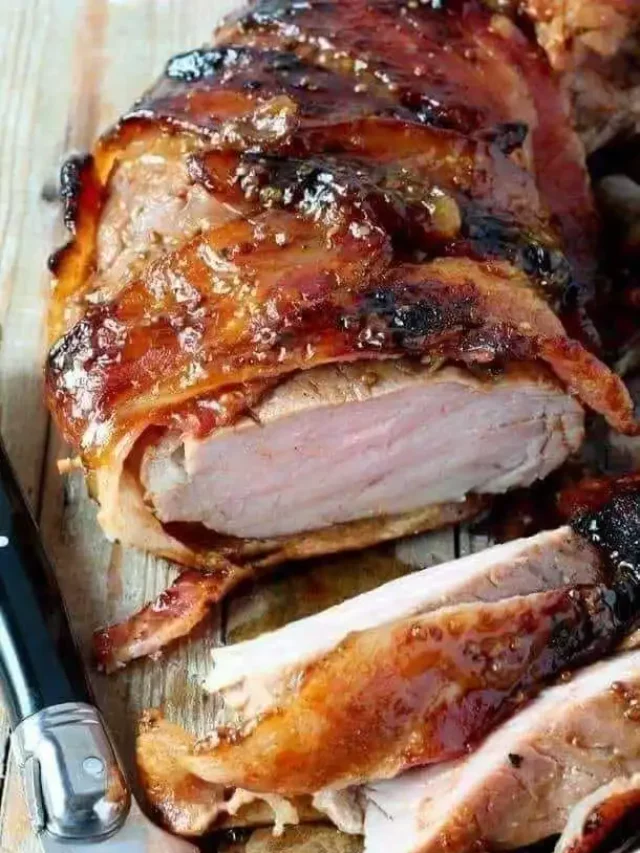 Lombo de porco caramelizado com bacon